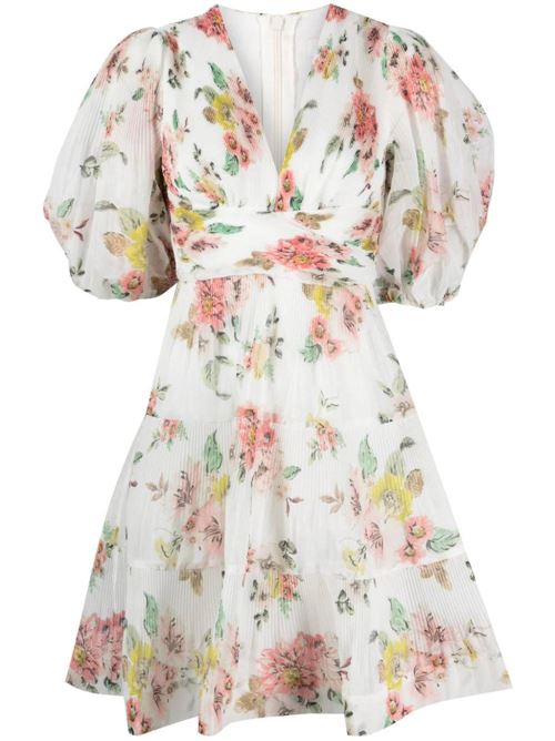 White/multicolour cotton all-over floral print dress Zimmermann | 6891DRMATCORAL FLORAL